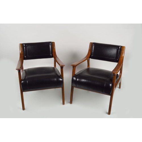 137 - PAIR OF MID-CENTURY DESIGN MAHOGANY ARMCHAIRS