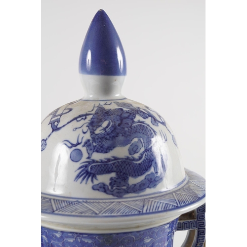 141 - LARGE 19TH-CENTURY BLUE & WHITE JAR AND COVER