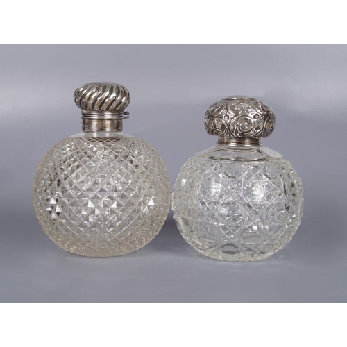 333 - 2 19TH-CENTURY SILVER MOUNTED PERFUME DECANTERS