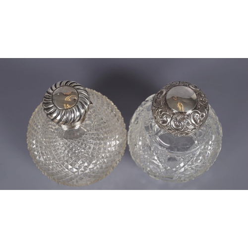 333 - 2 19TH-CENTURY SILVER MOUNTED PERFUME DECANTERS