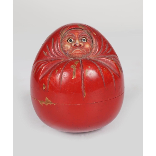 435 - ANTIQUE LACQUER NOVELTY DARUMA BOX