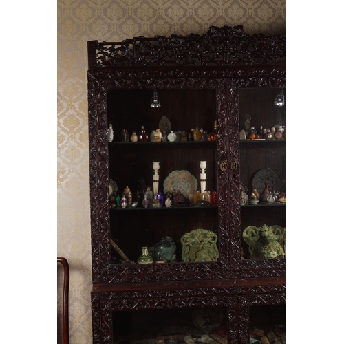 16 - 19TH-CENTURY CHINESE HARDWOOD CABINET-ON-CABINET