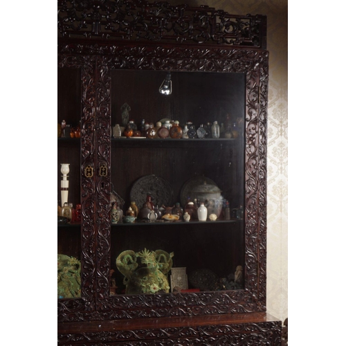 16 - 19TH-CENTURY CHINESE HARDWOOD CABINET-ON-CABINET