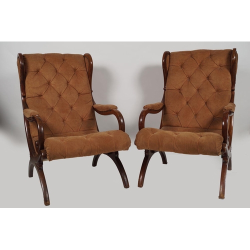 161 - PAIR REGENCY STYLE MAHOGANY LIBRARY CHAIRS