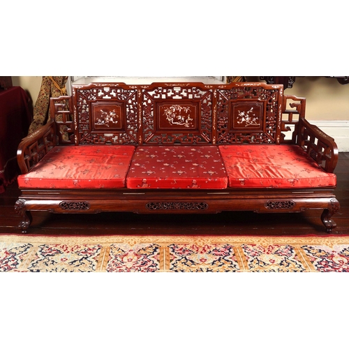 177 - CHINESE HARDWOOD 3-SEATER SETTEE