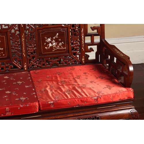 177 - CHINESE HARDWOOD 3-SEATER SETTEE