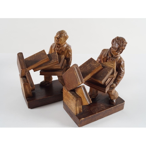 571 - PAIR 19TH-CENTURY FIGURE CARVED BOOKENDS