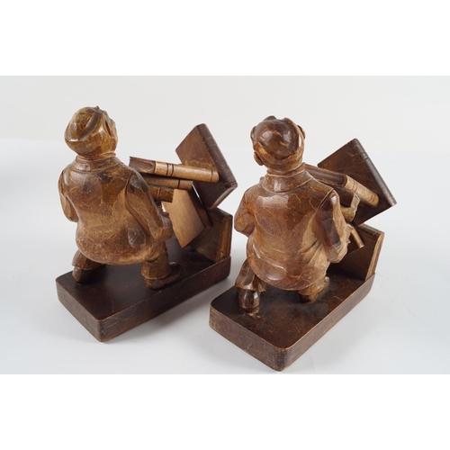 571 - PAIR 19TH-CENTURY FIGURE CARVED BOOKENDS