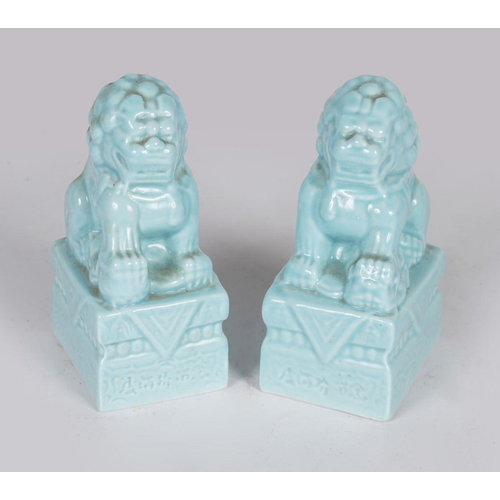 576 - PAIR CHINESE CELADON FOO DOGS