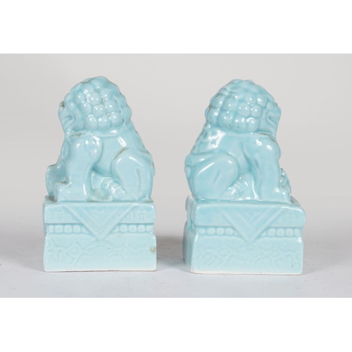 576 - PAIR CHINESE CELADON FOO DOGS