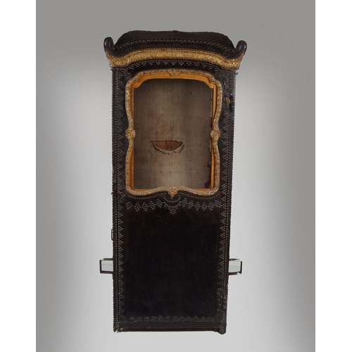 229 - 18TH-CENTURY LEATHER PANELLED SEDAN CHAIR