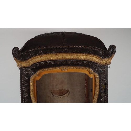 229 - 18TH-CENTURY LEATHER PANELLED SEDAN CHAIR