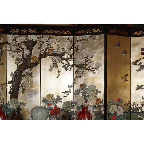 25 - CHINESE LACQUERED PALACE FOLDING SCREEN