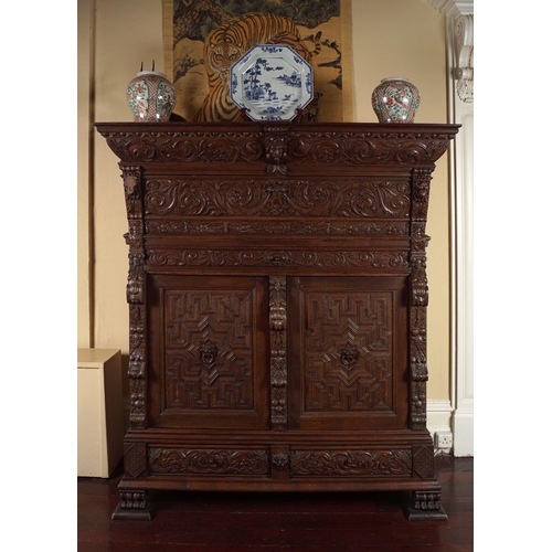 251 - LARGE 19TH-CENTURY CARVED OAK CUPBOARD