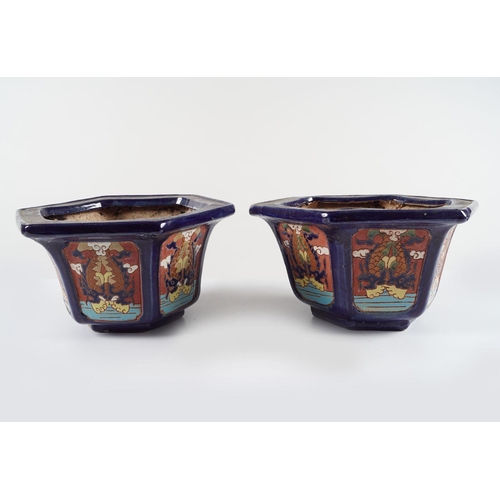 254 - PAIR OF CHINESE GLAZED POTTERY JARDINIERES