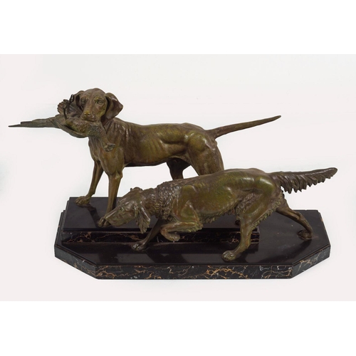 100 - ART DECO BRONZE PATINATED SCULPTURE GROUP