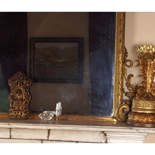 28 - LARGE 19TH-CENTURY GILT FRAMED OVERMANTLE MIRROR