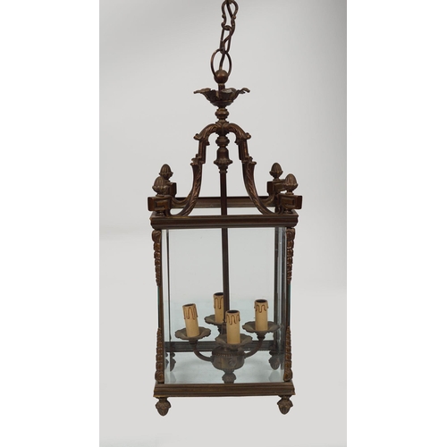 308 - EDWARDIAN BRASS HALL LANTERN