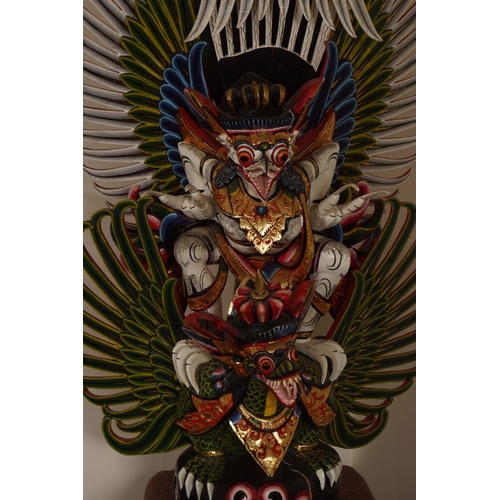 35 - BALINESE POLYCHROME CARVED WOOD SCULPTURE