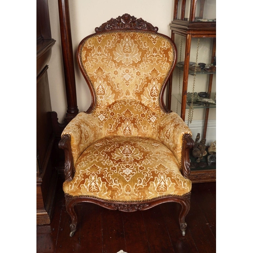 367 - 19TH-CENTURY MAHOGANY BALLOON BACK ARMCHAIR