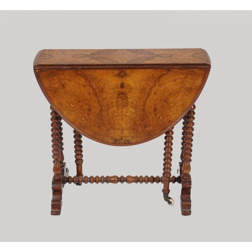 399 - VICTORIAN WALNUT & MARQUETRY SUTHERLAND TABLE