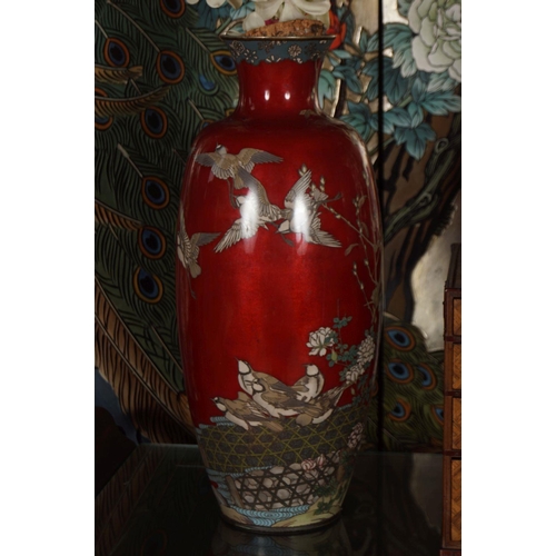 406 - PR OF LARGE 19TH-CENTURY JAPANESE ENAMELLED VASES