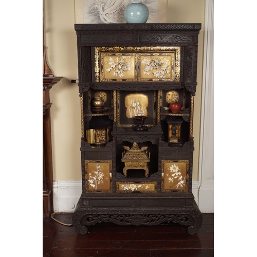 417 - 19TH-CENTURY CARVED JAPANESE SHIBAYAMA CABINET