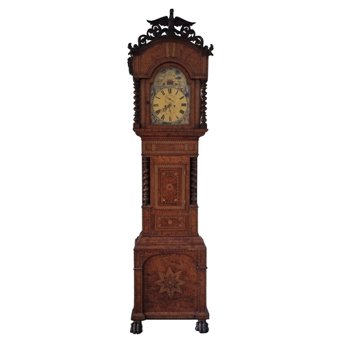 110 - 19TH-CENTURY WALNUT & MARQUETRY LONG CASE CLOCK