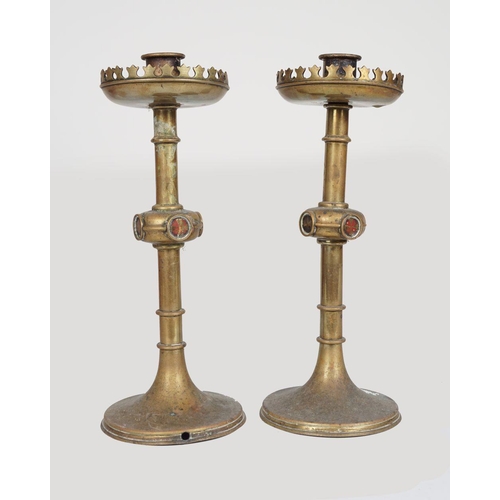 242 - PAIR 19TH-CENTURY BRASS & COPPER CANDLESTICKS