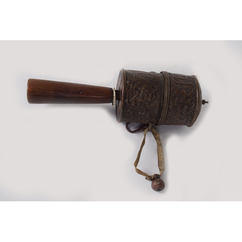 270 - 19TH-CENTURY TIBETAN BRONZED PRAYER WHEEL