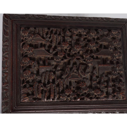 310 - CHINESE QING CARVED HARDWOOD JEWELLERY BOX