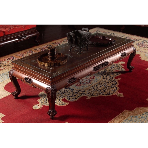 573 - LARGE CHINESE HARDWOOD INLAID COFFEE TABLE