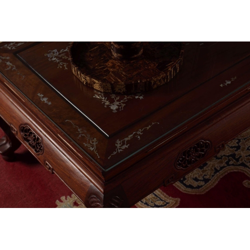 573 - LARGE CHINESE HARDWOOD INLAID COFFEE TABLE