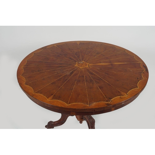 115 - 19TH-CENTURY YEWWOOD CENTRE TABLE