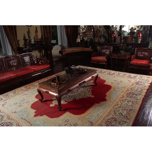 573 - LARGE CHINESE HARDWOOD INLAID COFFEE TABLE