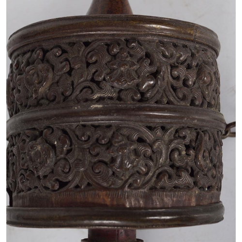 520 - 19TH-CENTURY TIBETAN BRONZED PRAYER WHEEL