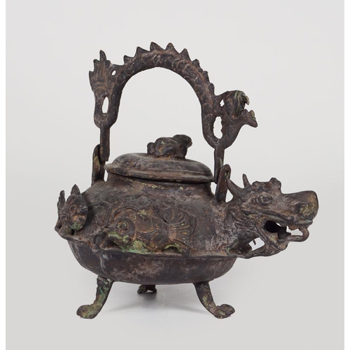 580 - JAPANESE BRONZE TEAPOT