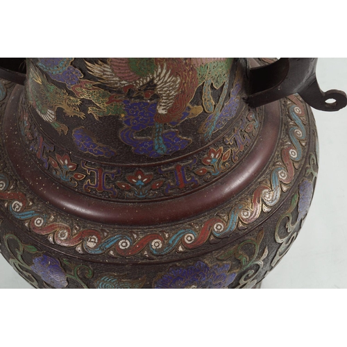 146 - 19TH-CENTURY JAPANESE CHAMPLEVE ENAMELLED VASE