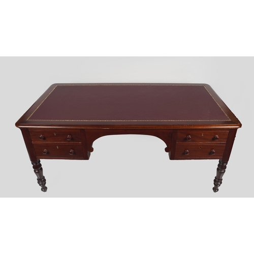 155 - 19TH-CENTURY MAHOGANY PARTNER'S DESK