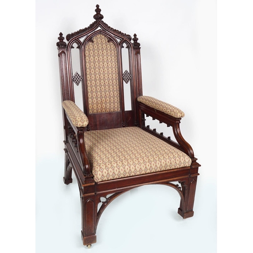 214 - REGENCY PIERCED GOTHIC LIBRARY CHAIR