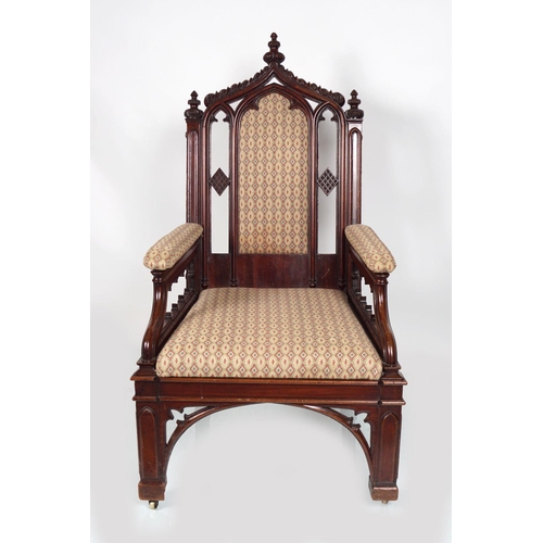 214 - REGENCY PIERCED GOTHIC LIBRARY CHAIR