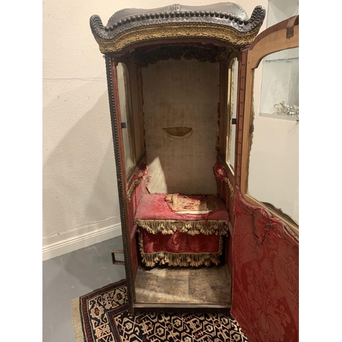 229 - 18TH-CENTURY LEATHER PANELLED SEDAN CHAIR