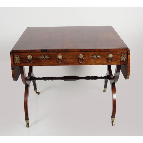 169 - REGENCY PERIOD ROSEWOOD & BRASS INLAID SOFA TABLE