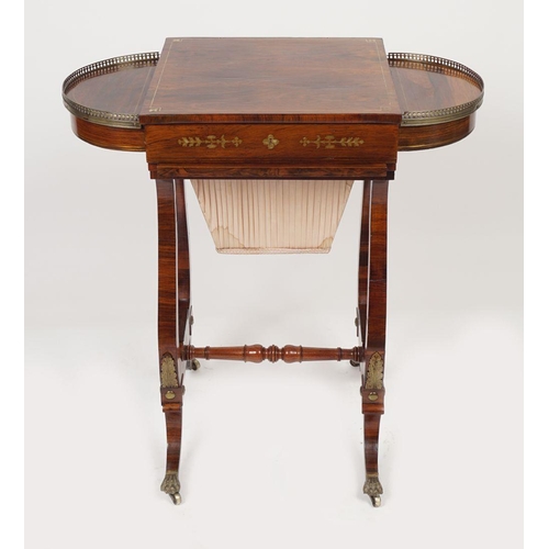 283 - REGENCY BRASS INLAID GAMES TABLE