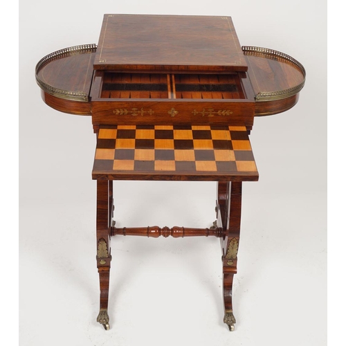 283 - REGENCY BRASS INLAID GAMES TABLE