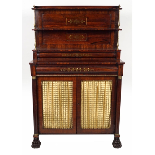 172 - REGENCY PERIOD ROSEWOOD, BRASS INLAID CHIFFONIERE