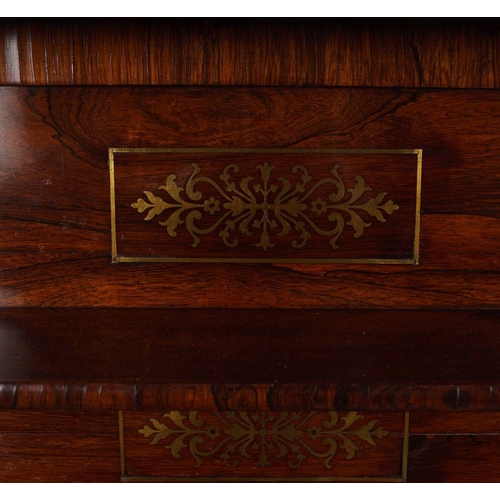 172 - REGENCY PERIOD ROSEWOOD, BRASS INLAID CHIFFONIERE