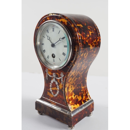 409 - 19TH-CENTURY SILVER & TORTOISESHELL CASED CLOCK