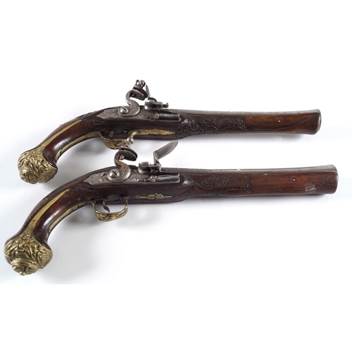 52 - PAIR 18TH-CENTURY OTTOMAN FLINTLOCK PISTOLS