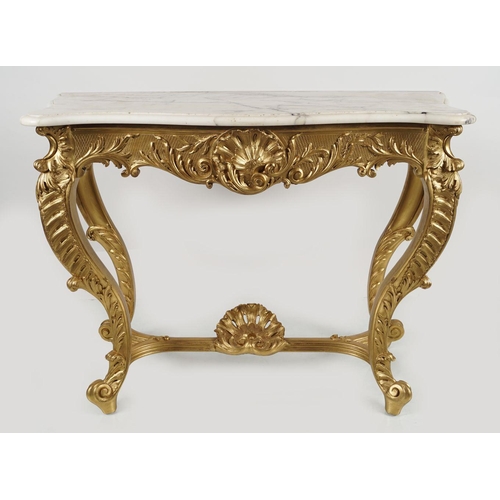 203 - 19TH-CENTURY CARVED GILTWOOD CONSOLE TABLE